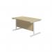 Jemini Single Rectangular Desk 1400x800x730mm Maple/White KF801222 KF801222