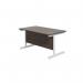 Jemini Single Rectangular Desk 1400x800x730mm Dark Walnut/White KF801235 KF801235