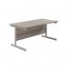 Jemini Single Rectangular Desk 1600x800x730mm Grey Oak/Silver KF801257 KF801257