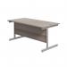 Jemini Single Rectangular Desk 1600x800x730mm Grey Oak/Silver KF801257 KF801257