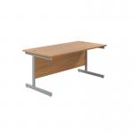 Jemini Single Rectangular Desk 1600x800x730mm Nova Oak/Silver KF801263 KF801263