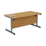 Jemini Single Rectangular Desk 1800x800x730mm Nova Oak/Silver KF801381 KF801381