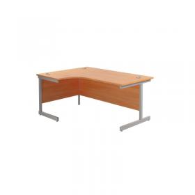 Jemini Radial Left Hand Cantilever Desk 1600x1200x730mm Beech/Silver KF801721 KF801721