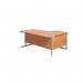 Jemini Radial Left Hand Cantilever Desk 1600x1200x730mm Beech/Silver KF801721 KF801721