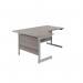 Jemini Radial Left Hand Cantilever Desk 1600x1200x730mm Grey Oak/Silver KF801734 KF801734