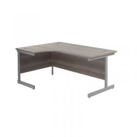 VOW Jemini Radial Left Hand Cantilever Desk 1600x1200x730mm Grey OakSilver KF801734 KF801734