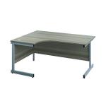 Jemini Radial Left Hand Cantilever Desk 1600x1200x730mm Grey Oak/Silver KF801734 KF801734