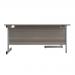 Jemini Radial Left Hand Cantilever Desk 1600x1200x730mm Grey Oak/Silver KF801734 KF801734