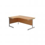 Jemini Radial Left Hand Cantilever Desk 1600x1200x730mm Nova Oak/Silver KF801740 KF801740