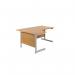 Jemini Radial Left Hand Cantilever Desk 1600x1200x730mm Nova Oak/Silver KF801740 KF801740