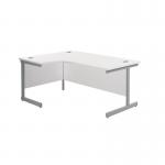 Jemini Radial Left Hand Cantilever Desk 1600x1200x730mm White/Silver KF801756 KF801756