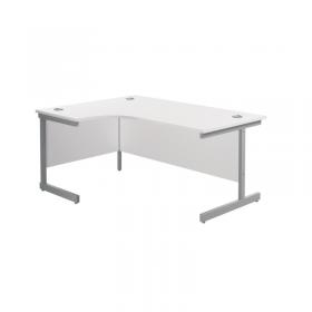 Jemini Radial Left Hand Cantilever Desk 1600x1200x730mm White/Silver KF801756 KF801756