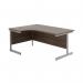 Jemini Radial Left Hand Cantilever Desk 1600x1200x730mm Dark Walnut/Silver KF801778 KF801778