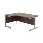 Jemini Radial Left Hand Cantilever Desk 1600x1200x730mm Dark WalnutSilver KF801778 KF801778