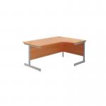 Jemini Radial Right Hand Cantilever Desk 1600x1200x730mm Beech/Silver KF801784 KF801784