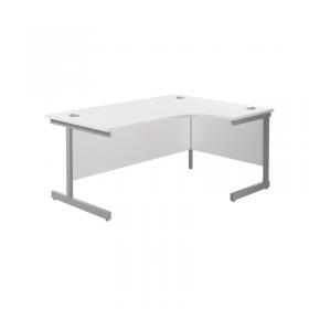 Jemini Radial Right Hand Cantilever Desk 1600x1200x730mm White/Silver KF801811 KF801811