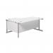 Jemini Radial Right Hand Cantilever Desk 1600x1200x730mm White/Silver KF801811 KF801811