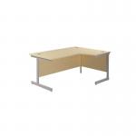 Jemini Radial Right Hand Cantilever Desk 1600x1200x730mm Maple/Silver KF801827 KF801827