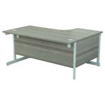 Jemini Radial Left Hand Cantilever Desk 1600x1200x730mm Grey Oak/White KF801852 KF801852