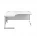 Jemini Radial Left Hand Cantilever Desk 1600x1200x730mm Nova Oak/White KF807667 KF801874
