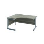 Jemini Radial Left Hand Cantilever Desk 1800x1200x730mm Grey Oak/Silver KF801970 KF801970