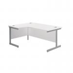 Jemini Radial Left Hand Cantilever Desk 1800x1200x730mm White/Silver KF801992 KF801992