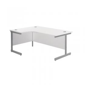 Jemini Radial Left Hand Cantilever Desk 1800x1200x730mm White/Silver KF801992 KF801992