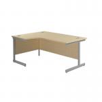 Jemini Radial Left Hand Cantilever Desk 1800x1200x730mm Maple/Silver KF802004 KF802004