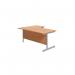 Jemini Radial Right Hand Cantilever Desk 1800x1200x730mm Beech/Silver KF802026 KF802026