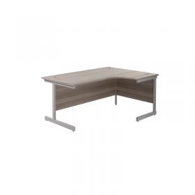 Jemini Radial Right Hand Cantilever Desk 1800x1200x730mm Grey Oak/Silver KF802039 KF802039