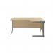 Jemini Radial Right Hand Cantilever Desk 1800x1200x730mm Maple/Silver KF802067 KF802067