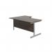 Jemini Radial Right Hand Cantilever Desk 1800x1200x730mm Dark Walnut/Silver KF802073 KF802073