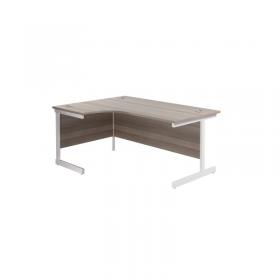 VOW Jemini Radial Left Hand Cantilever Desk 1800x1200x730mm Grey OakWhite KF802095 KF802095