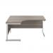 Jemini Radial Left Hand Cantilever Desk 1800x1200x730mm Grey Oak/White KF802095 KF802095