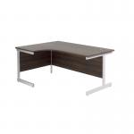 Jemini Radial Left Hand Cantilever Desk 1800x1200x730mm Dark Walnut/White KF802135 KF802135