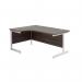 Jemini Radial Left Hand Cantilever Desk 1800x1200x730mm Dark Walnut/White KF802135 KF802135