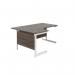 Jemini Radial Left Hand Cantilever Desk 1800x1200x730mm Dark Walnut/White KF802135 KF802135