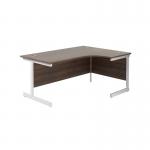 Jemini Radial Right Hand Cantilever Desk 1800x1200x730mm Dark Walnut/White KF802191 KF802191