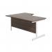 Jemini Radial Right Hand Cantilever Desk 1800x1200x730mm Dark Walnut/White KF802191 KF802191