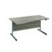 Jemini Left Hand Wave Desk 1600x1000mm Grey Oak/Silver KF802455