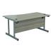 Jemini Right Hand Wave Desk 1600x1000mm Grey Oak/Silver KF802510