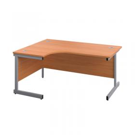 First Radial Left Hand Desk 1600x1200x730mm Beech/Silver KF803010 KF803010