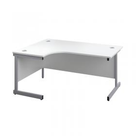 First Radial Left Hand Desk 1600x1200x730mm White/Silver KF803034 KF803034