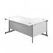 First Radial Left Hand Desk 1600x1200x730mm White/Silver KF803034 KF803034