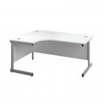 First Radial Left Hand Desk 1600x1200x730mm WhiteSilver KF803034 KF803034