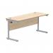 Astin Rectangular Single Upright Cantilever Desk 1600x600x730mm Canadian Oak/Silver KF803037 KF803037