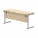 Astin Rectangular Single Upright Cantilever Desk 1600x600x730mm Canadian Oak/Silver KF803037 KF803037