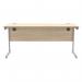 Astin Rectangular Single Upright Cantilever Desk 1600x600x730mm Canadian Oak/Silver KF803037 KF803037