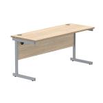 Astin Rectangular Single Upright Cantilever Desk 1600x600x730mm Canadian Oak/Silver KF803037 KF803037