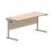 Astin Rectangular Single Upright Cantilever Desk 1600x600x730mm Canadian Oak/Silver KF803037 KF803037